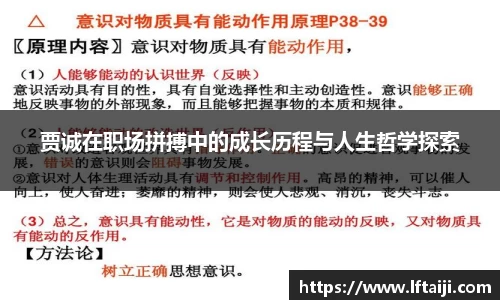 贾诚在职场拼搏中的成长历程与人生哲学探索