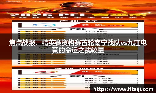 焦点战报：精英赛资格赛首轮南宁战队vs九江电竞的命运之战较量